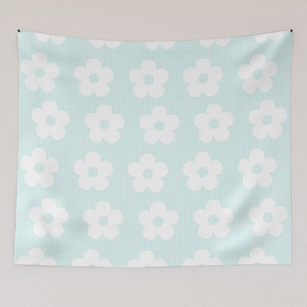 Item preview, Pastel Mint Gingham White Flower Kawaii Cute Cottagecore Aesthetic designed and sold by candymoondesign.