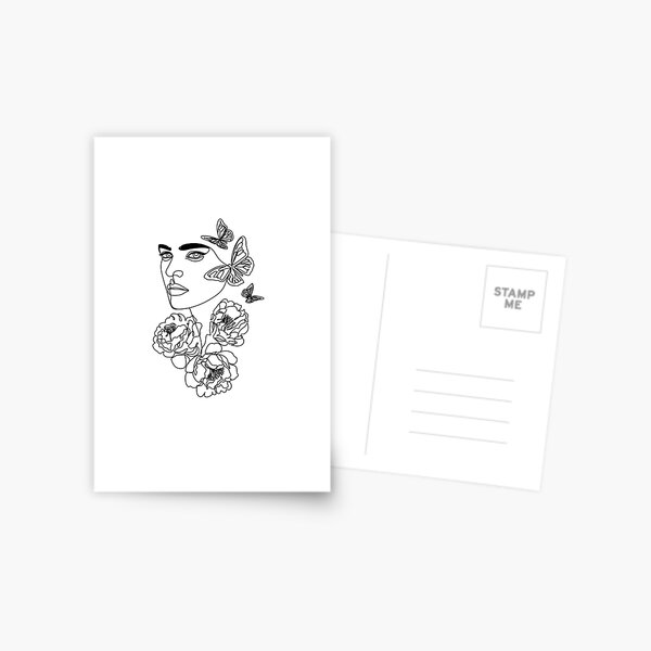 Woman Line Art Print Postcard