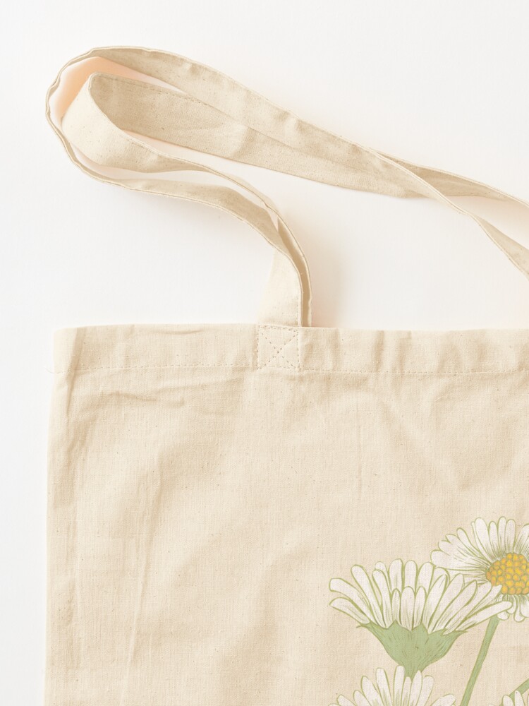 Women Cotton Embroidered Handbag Daisy Flower Mini Tote Ladies