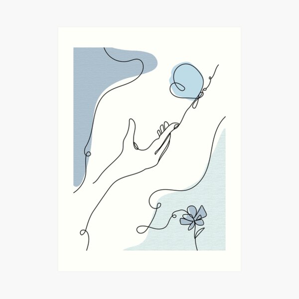 One-line Hand and Butterfly Art Print