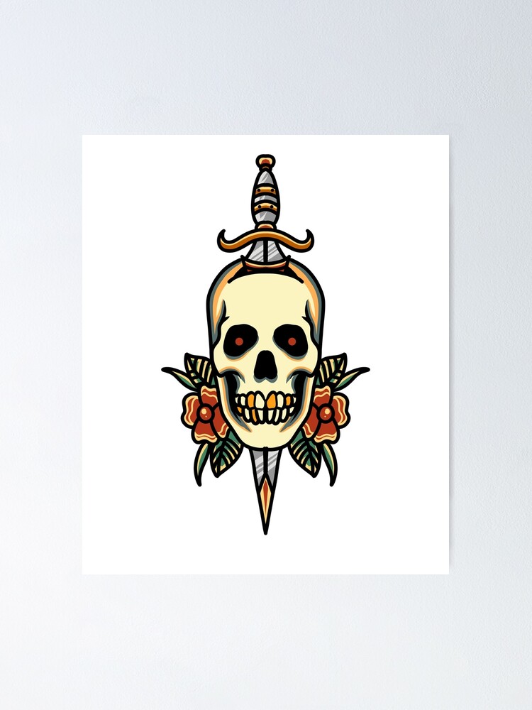 Skull Love Traditional Tattoo - Skull Tattoo - Sticker | TeePublic