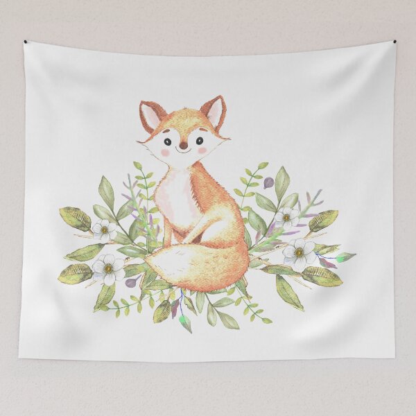 Item preview, Little fox among flowers and leaves designed and sold by latiendadearyam.