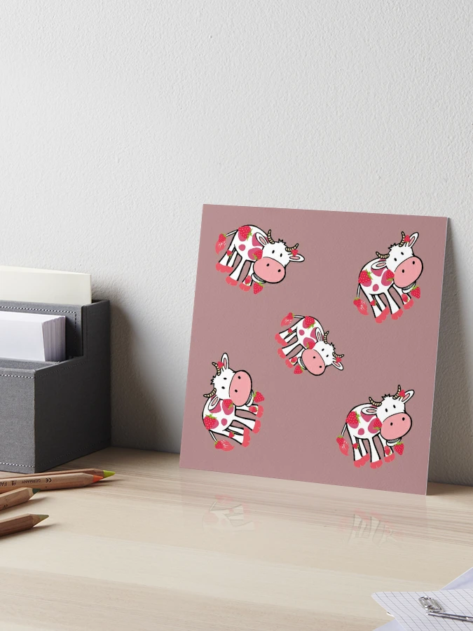 Strawberry Cow Sticker Pack Art Board Print for Sale by EvaWolf