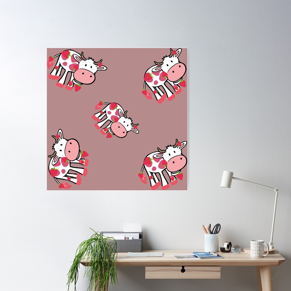 Strawberry Cow Sticker Pack Poster for Sale by EvaWolf
