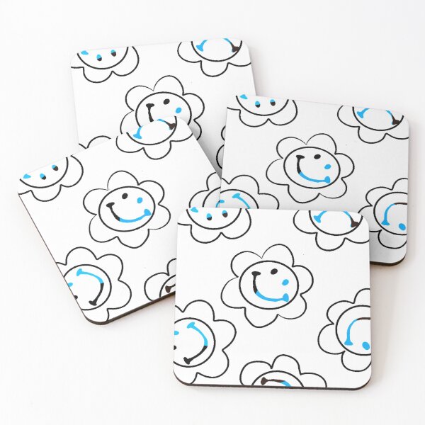 Item preview,  Smiley (Half blue) Flowers No Yellow Black n White  designed and sold by Mywaytothehigh.