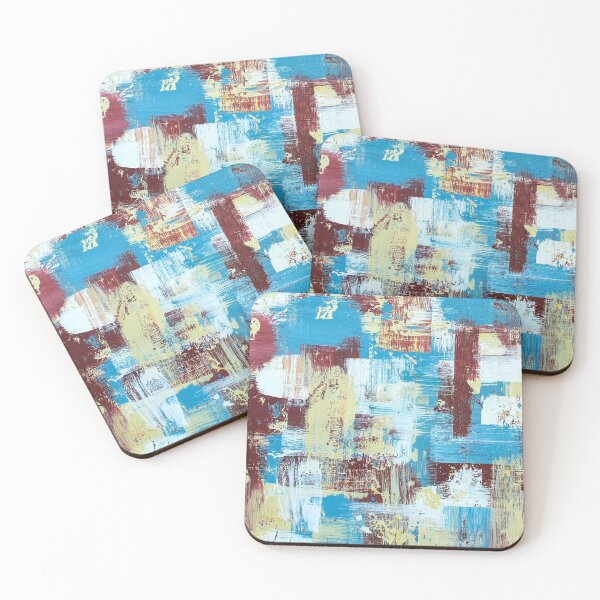Item preview, Distressed Urban Farmhouse Decor Art, Distressed Art, Abstract Art, Beige, Red, Blue  designed and sold by AbstractAcacia.