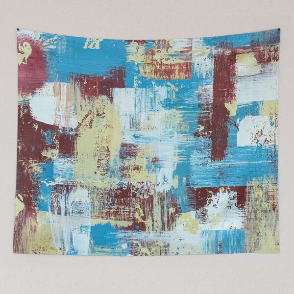 Item preview, Distressed Urban Farmhouse Decor Art, Distressed Art, Abstract Art, Beige, Red, Blue  designed and sold by AbstractAcacia.