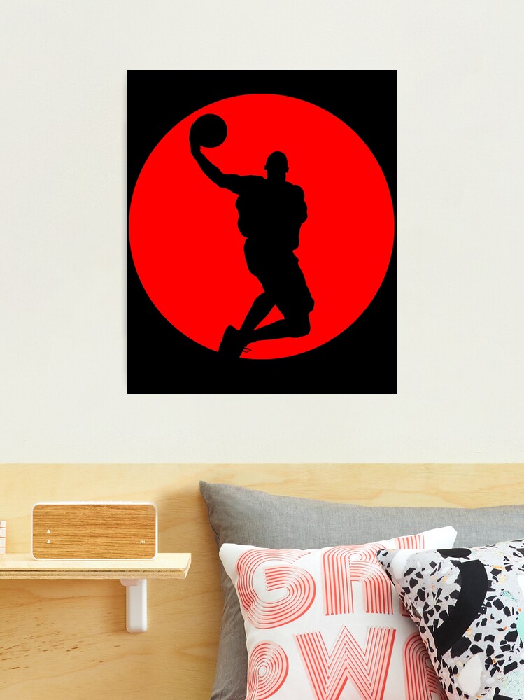 Michael Jordan Dunk Silhouette, Red Circle Poster for Sale by