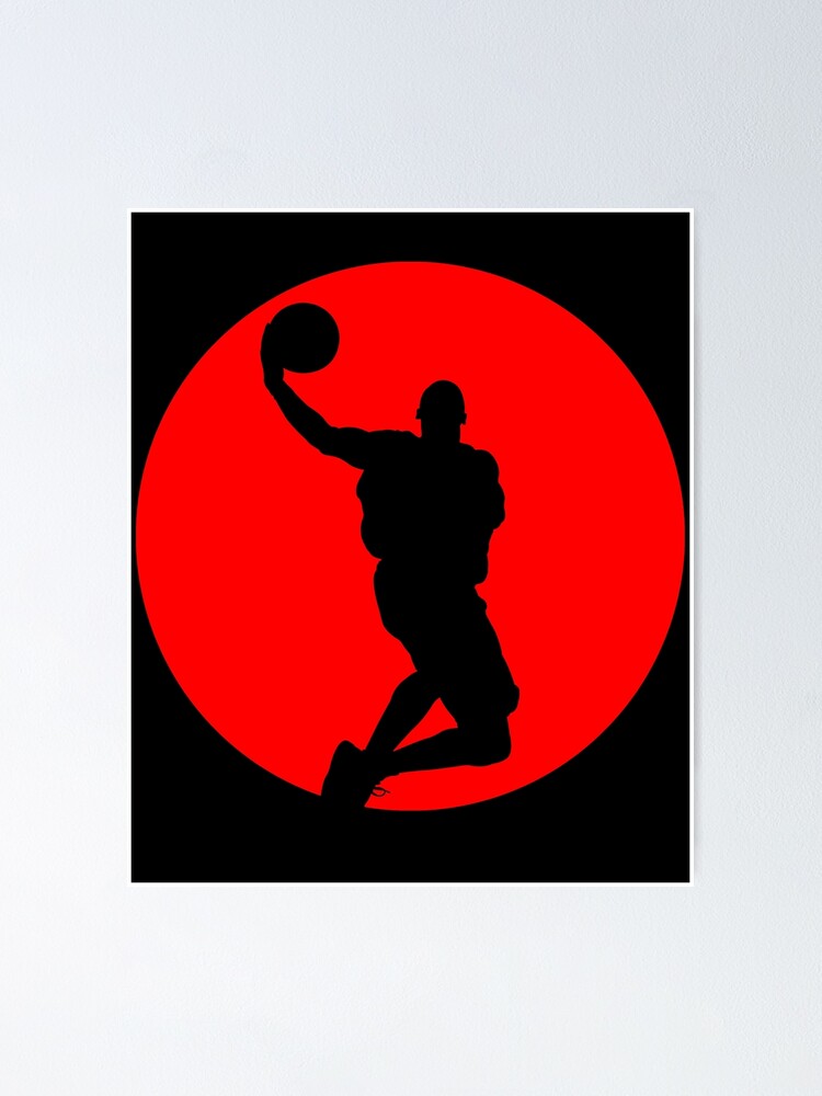 Michael Jordan Dunk Silhouette, Red Circle Poster for Sale by