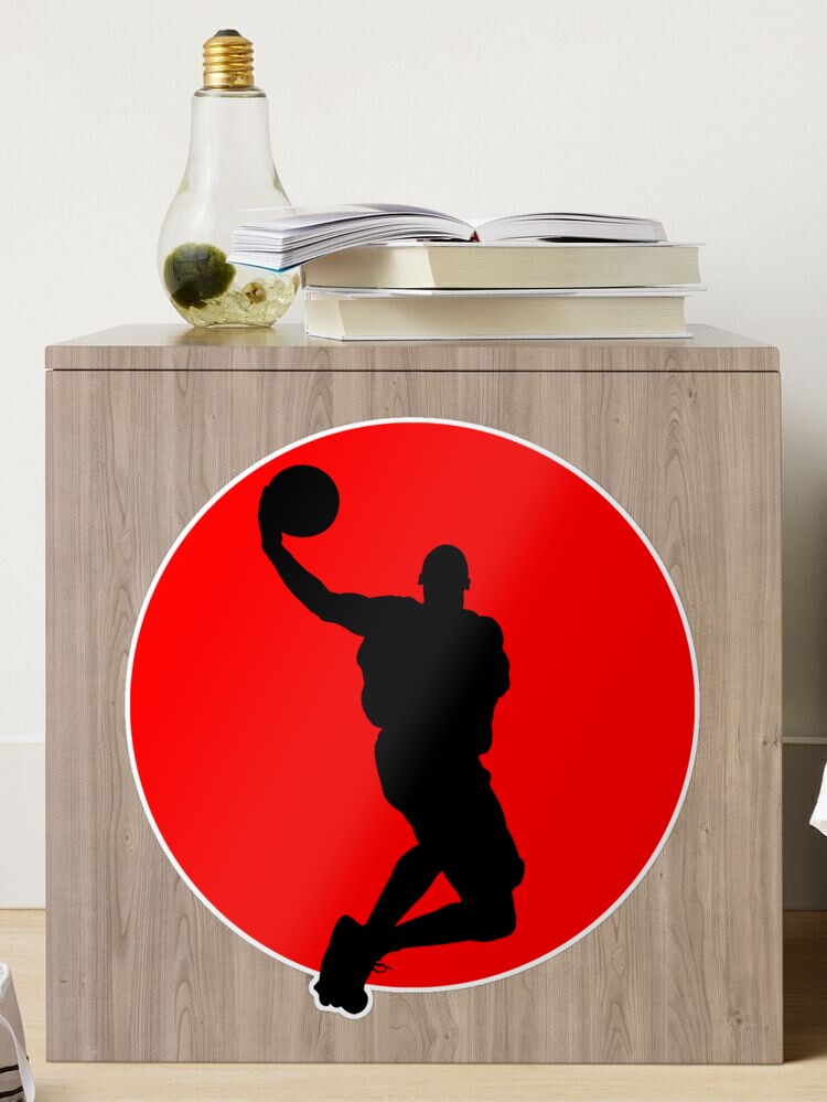 Michael Jordan Dunk Silhouette, Red Circle Poster for Sale by