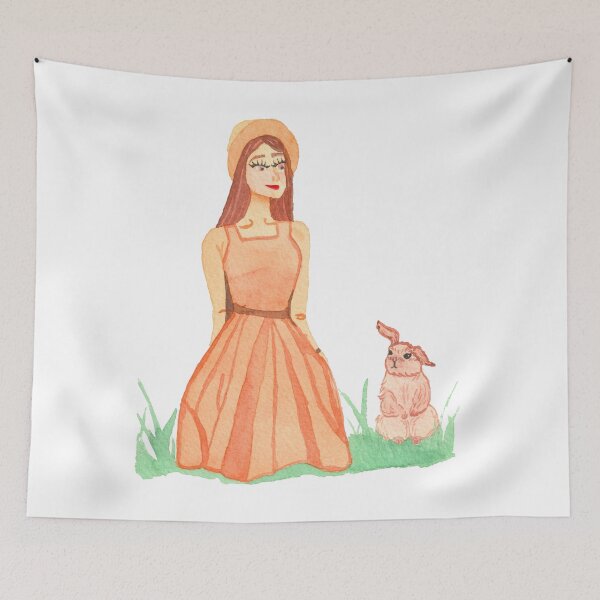 Item preview, Girl with Rabbit, white designed and sold by Sonderblume.