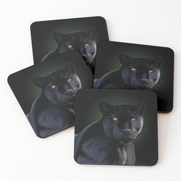 Black Jaguar Coasters (Set of 4)
