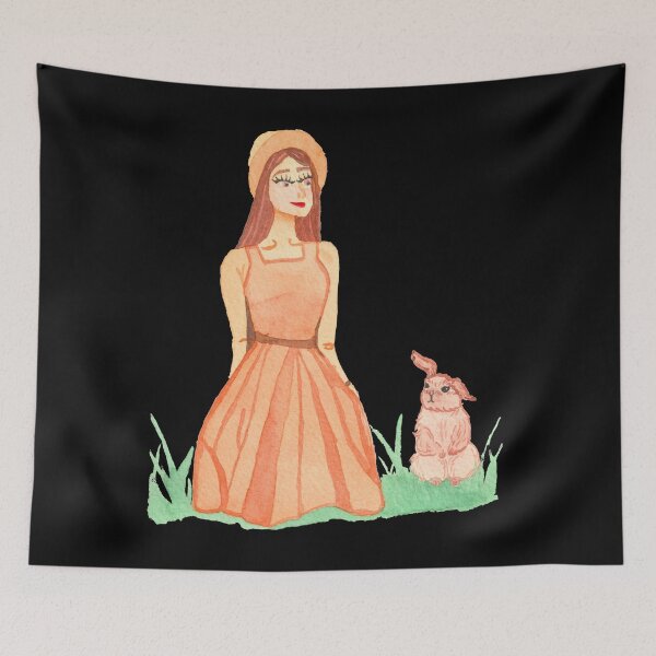 Item preview, Girl with Rabbit, Black designed and sold by Sonderblume.
