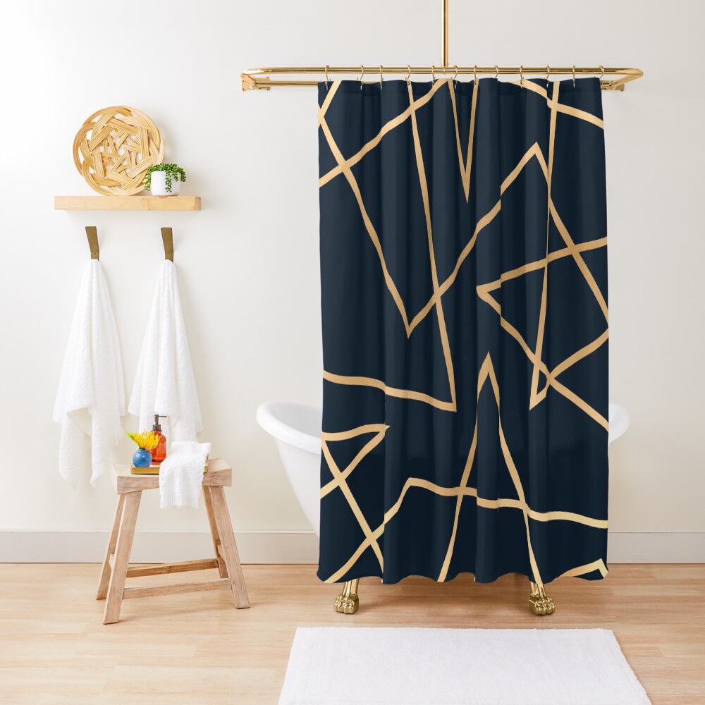 "Navy & Gold Abstract" Shower Curtain for Sale by BlueBanana Redbubble