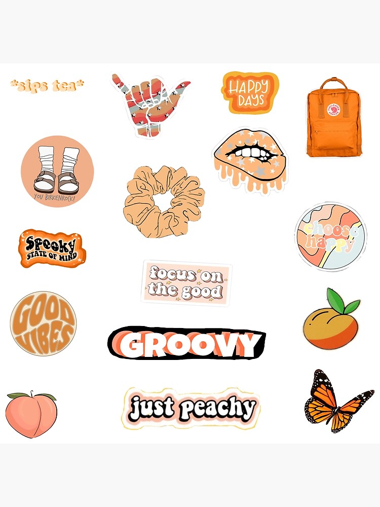 "Orange Aesthetic sticker pack" Art Print for Sale by ArtByMal Redbubble