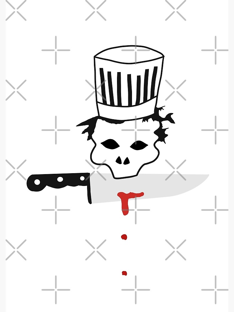 "Chef skull with knife Anthony Bourdain emblem" Framed Art Print for