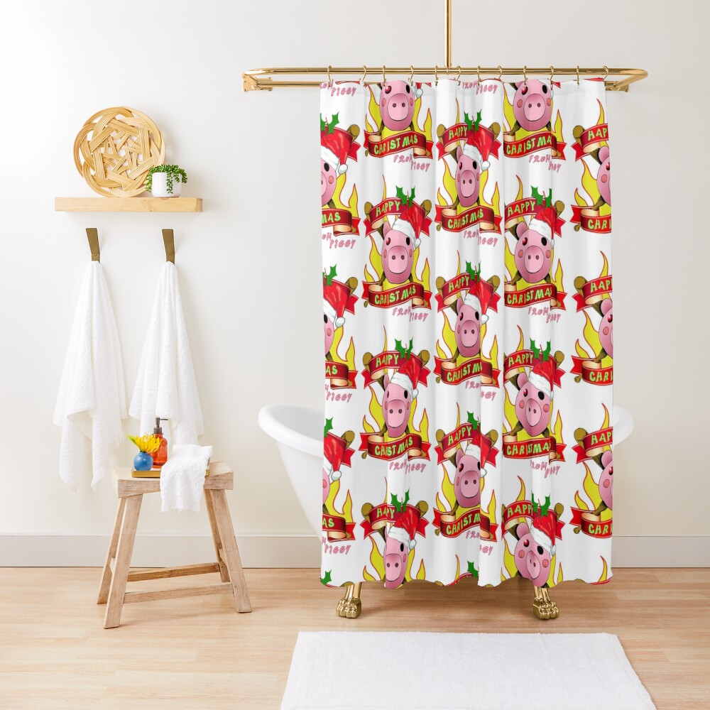 Piggy Roblox Christmas Gamer Gifts Shower Curtain By Freedomcrew Redbubble - aap shop roblox