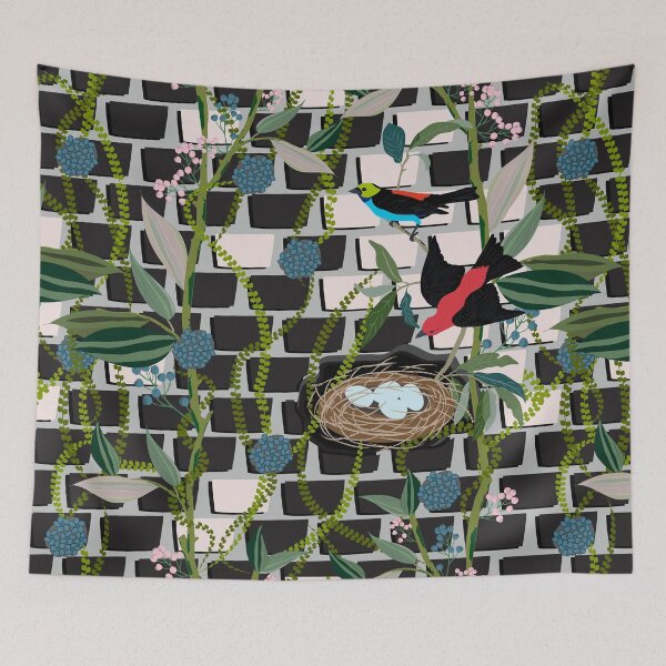 Item preview, Seasonal Visitors on Climbing Vines Wall designed and sold by famenxt.