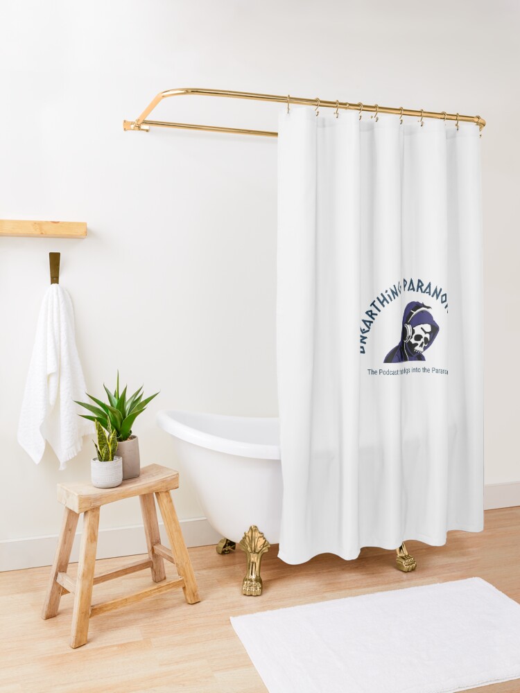 Thumbnail 3 of 5, Shower Curtain, Podcast Merchandise for Unearthing Paranormalcy designed and sold by unpnormalcy.