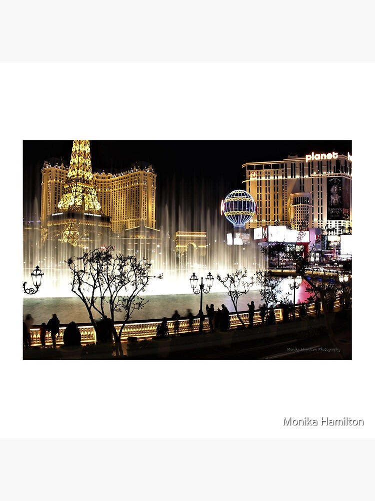 The Fountains of Bellagio at night in Las Vegas Throw Pillow