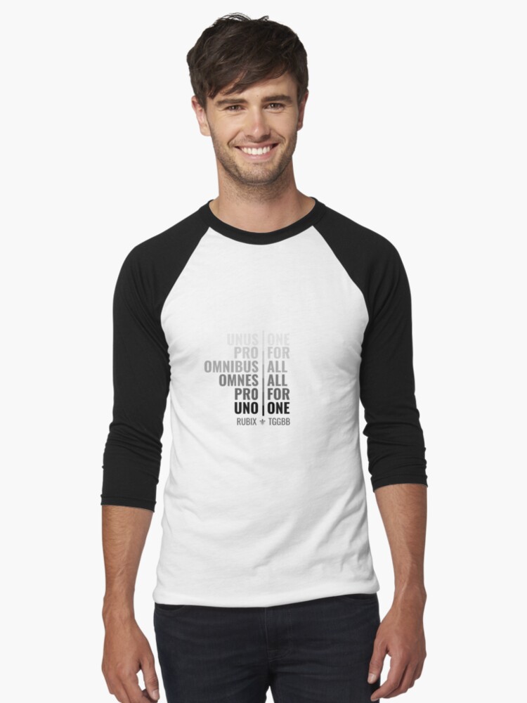 Thumbnail 1 of 3, Baseball ¾ Sleeve T-Shirt, Latin Musketeer Catchphrase designed and sold by RubixCube89201.