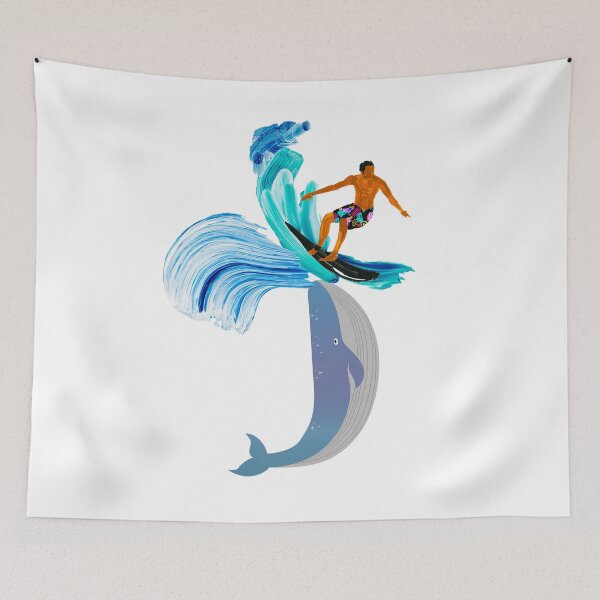 Item preview, Surfer on Whale Catching Wave designed and sold by spinningvisions.