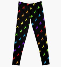 Regenbogen-Einhornmuster auf schwarzem Hintergrund Leggings