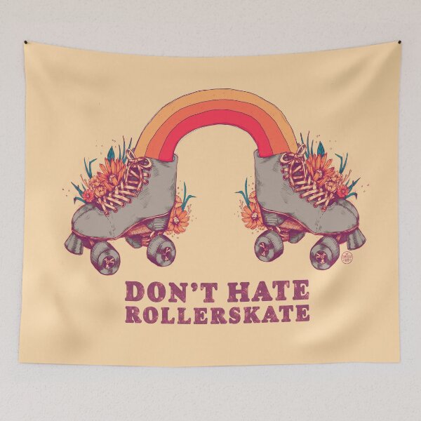 Item preview,  Don't Hate Rollerskate - Retro 70s Illustration - Color Variation 2 designed and sold by chrystakay.