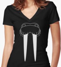 Walrus Face Women's Fitted V-Neck T-Shirt