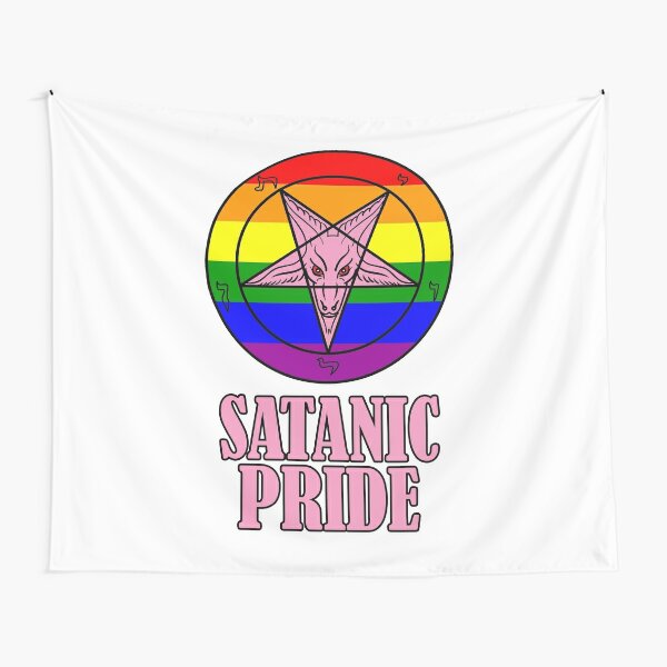 Baphomet Satanic Crosses With Hail Satan Tapestry Hippie Satanic