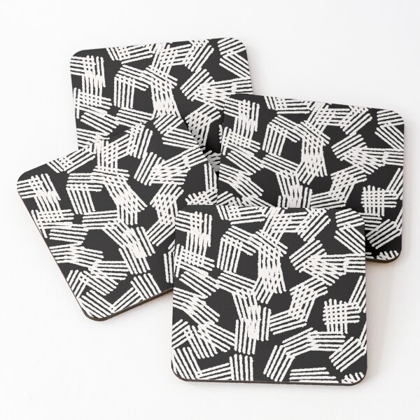 Item preview, White straight lines _ coasters  designed and sold by AMALABUAWAD.