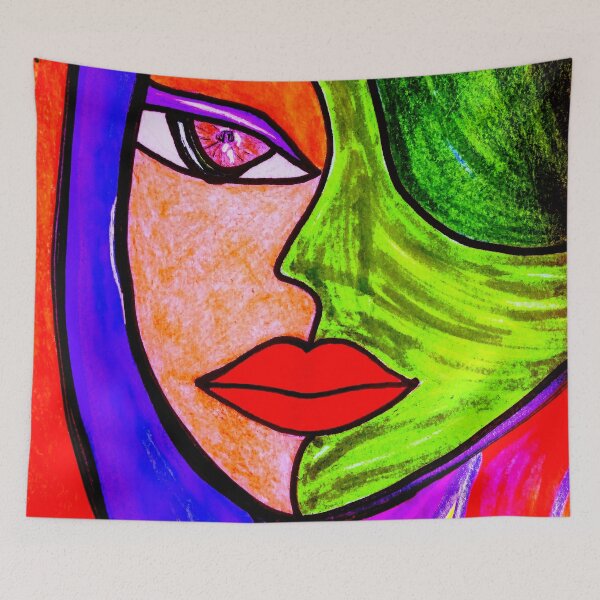 Item preview, Colorful Abstract Portrait Painting designed and sold by CrazyCraftLady.