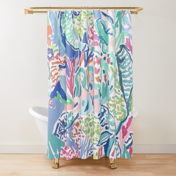 Lilly Pulitzer inspired Mermaid cove Shower Curtain