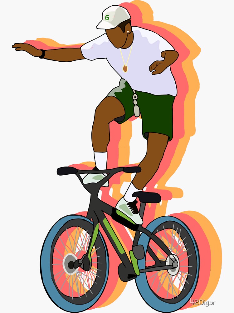 Tyler The Creator Riding A Bike Incorrectly Without Background Drawing