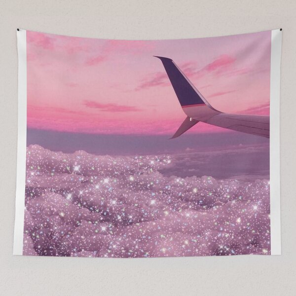 Item preview, Aesthetic sparkly clouds pastel pink sky airplane view designed and sold by samararibas.