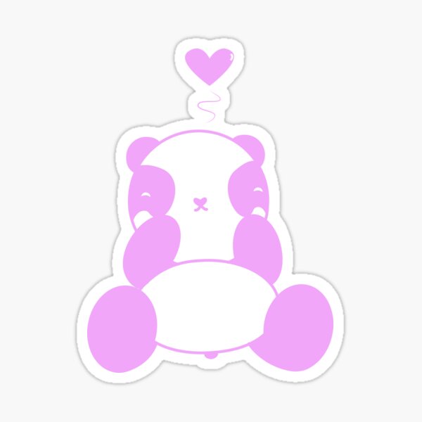 Cute Pink Panda With Heart Sticker
