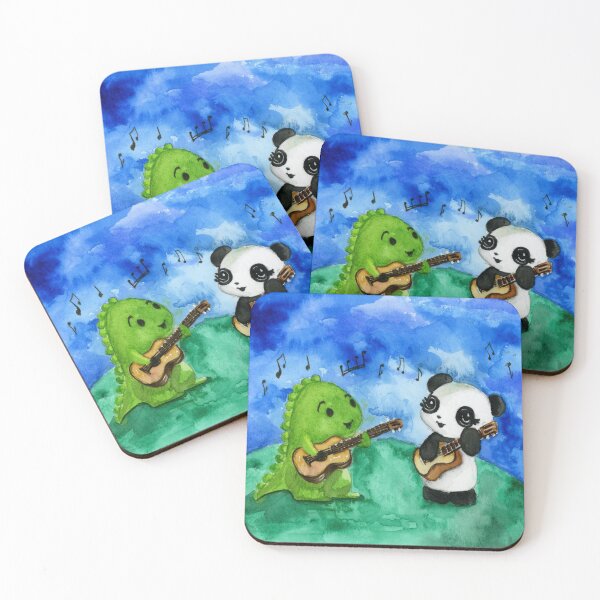 Item preview, Dino & Panda Watercolour Painting: Ukulele Duet designed and sold by Dino & Panda Studios.