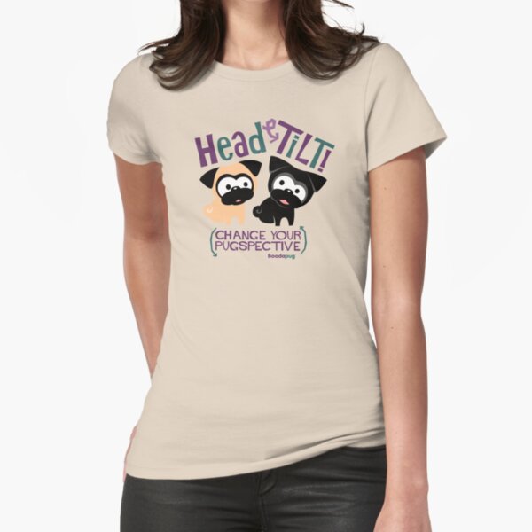 Pug Head Tilt (Blue and Purple) Fitted T-Shirt