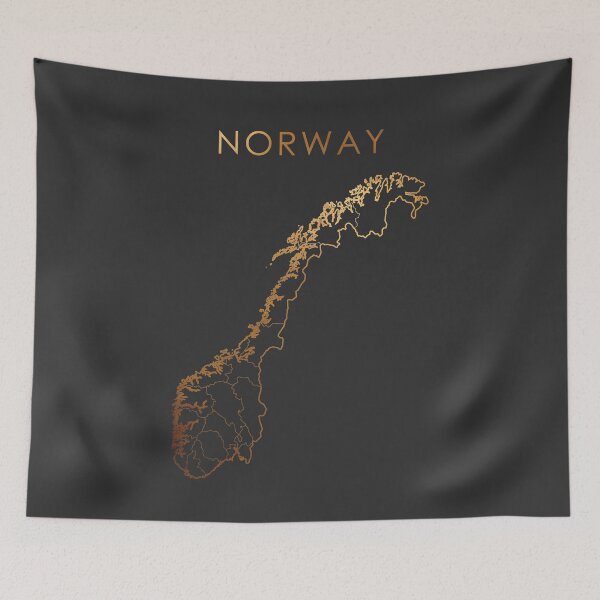 Item preview, Norway Gold Outline Map with State Boundaries designed and sold by Alo.