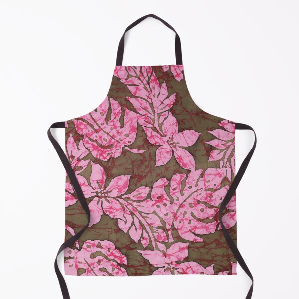 Item preview, Crackle Batik Tropical Leaves in Pink and Brown designed and sold by Leslie Rogers Todder.