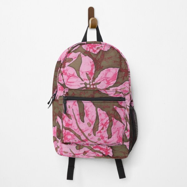 Item preview, Crackle Batik Tropical Leaves in Pink and Brown designed and sold by Leslie Rogers Todder.