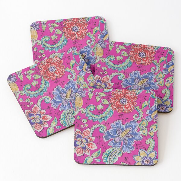 Item preview, Floral Batik with Fuchsia Background designed and sold by Leslie Rogers Todder.