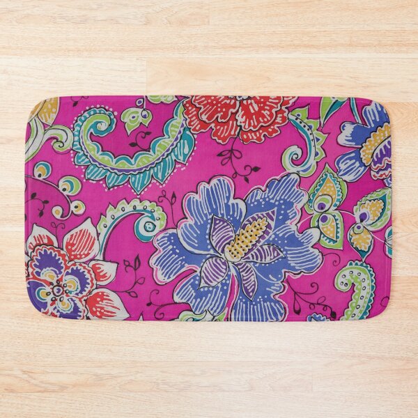 Item preview, Floral Batik with Fuchsia Background designed and sold by Leslie Rogers Todder.