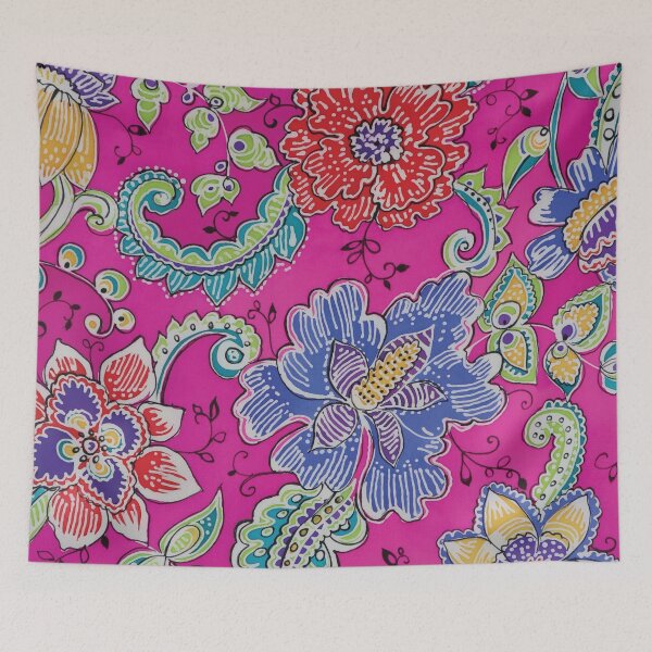 Item preview, Floral Batik with Fuchsia Background designed and sold by Leslie Rogers Todder.