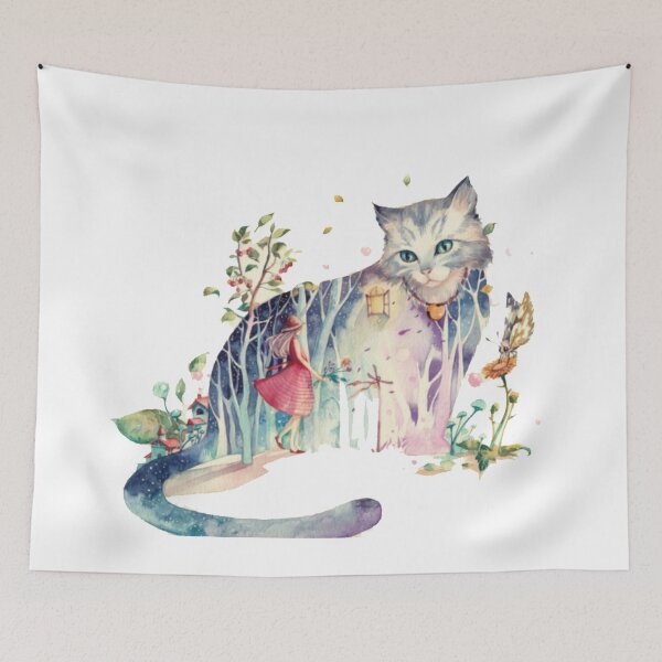 Item preview, assorted-color cat illustration, Cat Drawing Watercolor painting designed and sold by Halalolo.