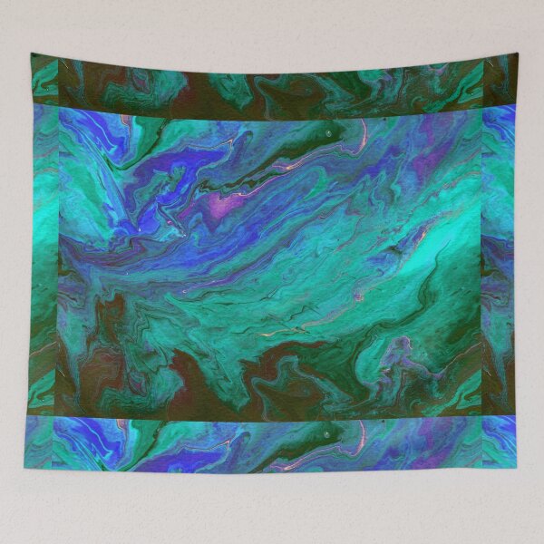 Item preview, Blue Marine Ocean Marble art Fluid art  designed and sold by xalexiart.