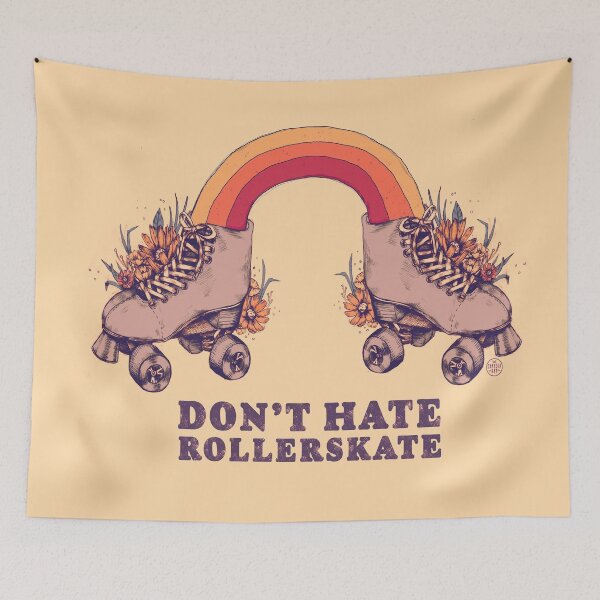 Item preview, Don't Hate Rollerskate - Retro 70s Illustration - Color Variation 3 designed and sold by chrystakay.