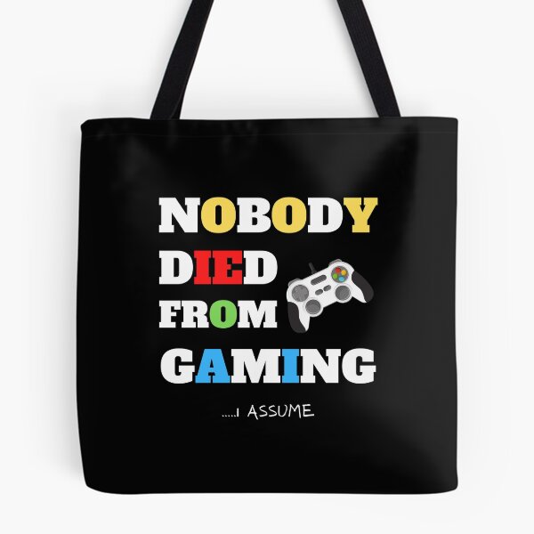 Item preview, NOBODY DIED FROM GAMING, gamer, geek, text, futuristic, game pad designed and sold by NiceSign.