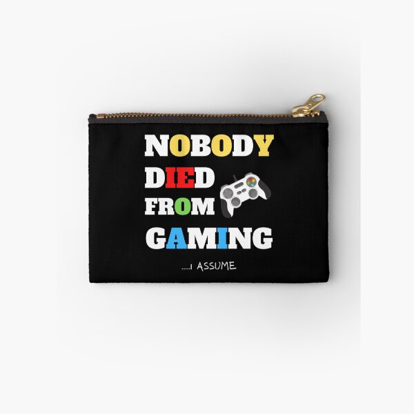 Item preview, NOBODY DIED FROM GAMING, gamer, geek, text, futuristic, game pad designed and sold by NiceSign.