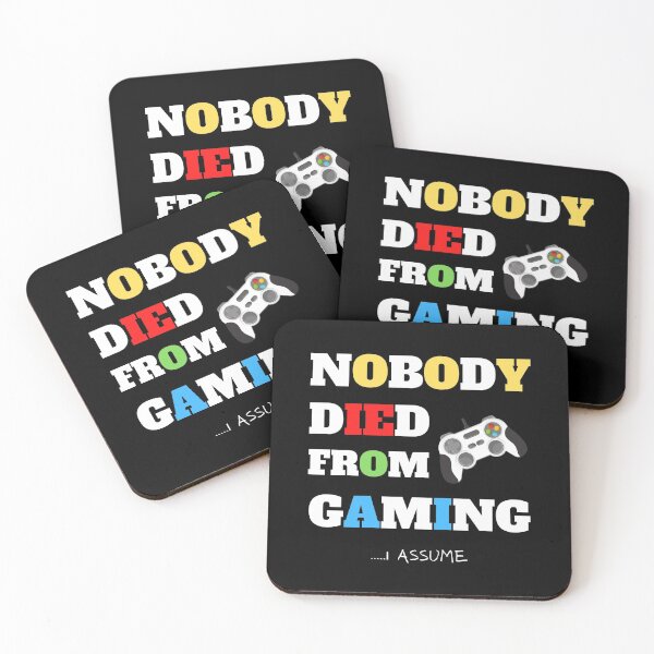 Item preview, NOBODY DIED FROM GAMING, gamer, geek, text, futuristic, game pad designed and sold by NiceSign.